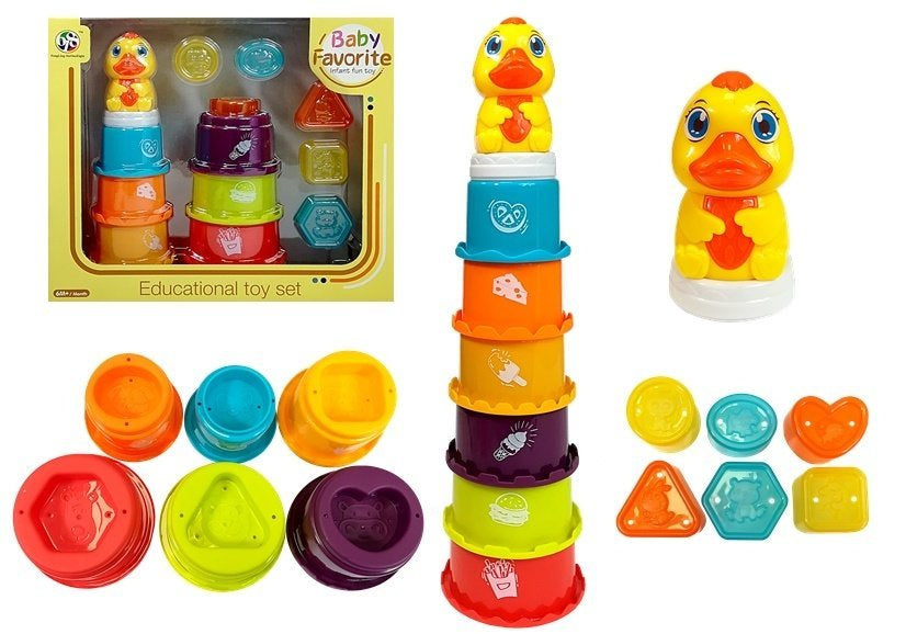 Dětská edukační pyramida s kachničkou – sorter a vodní hračka