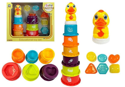 Dětská edukační pyramida s kachničkou – sorter a vodní hračka