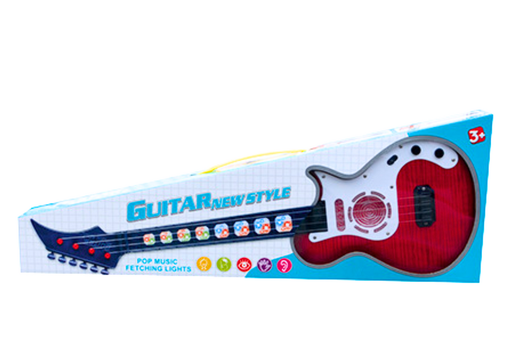 Dětská elektrická kytara se světelnými efekty a melodiemi červená