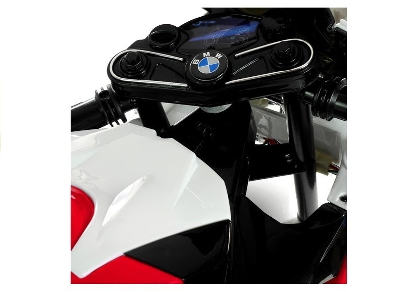 Dětská elektrická motorka BMW S1000RR s bočními kolečky červená