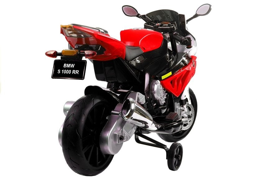 Dětská elektrická motorka BMW S1000RR s bočními kolečky červená