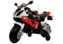 Dětská elektrická motorka BMW S1000RR s bočními kolečky červená