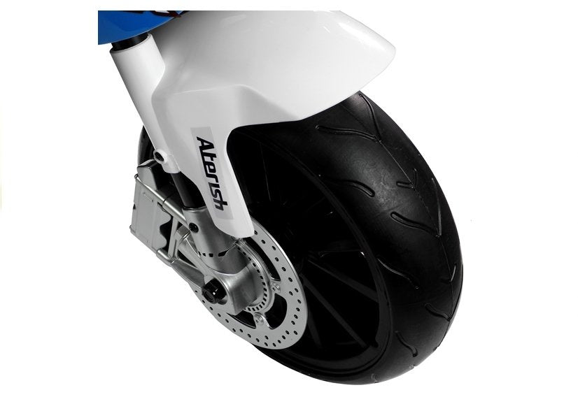 Dětská elektrická motorka BMW S1000RR s bočními kolečky modrá