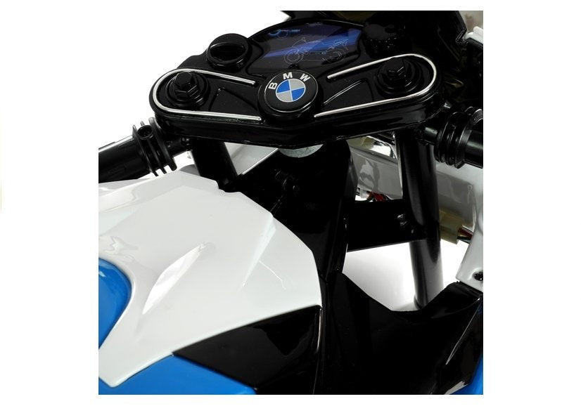 Dětská elektrická motorka BMW S1000RR s bočními kolečky modrá