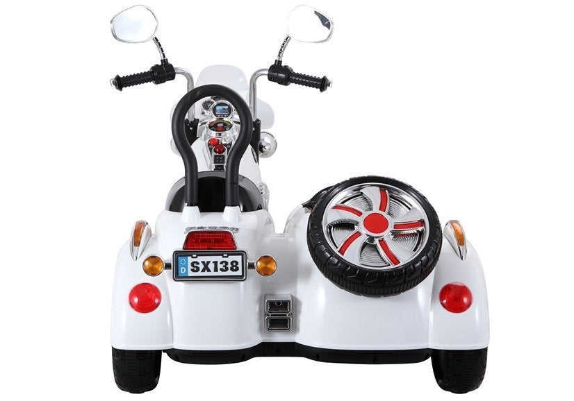 Dětská elektrická motorka na akumulátor s košíkem SX138 bílá