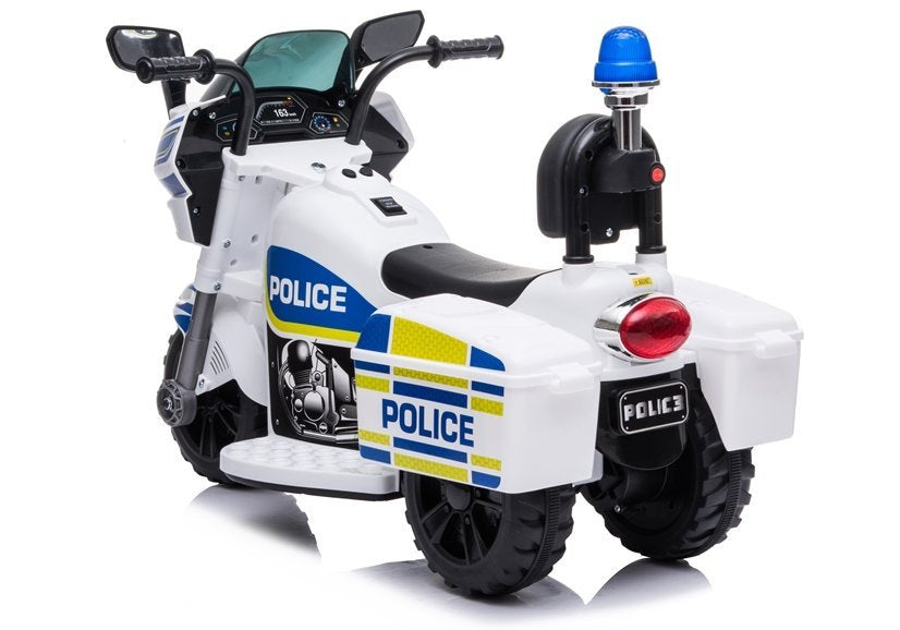 Dětská elektrická motorka policie – akumulátor bílá TR1912