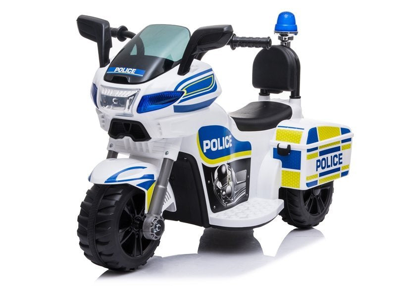 Dětská elektrická motorka policie – akumulátor bílá TR1912
