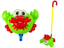 Dětská hračka krab se zvonečkem – na tyči zelený