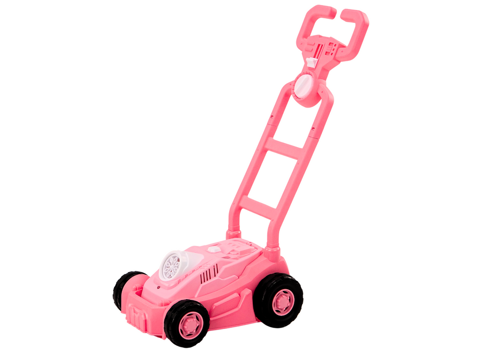 Dětská kosačka na mýdlové bubliny s rukojetí růžová