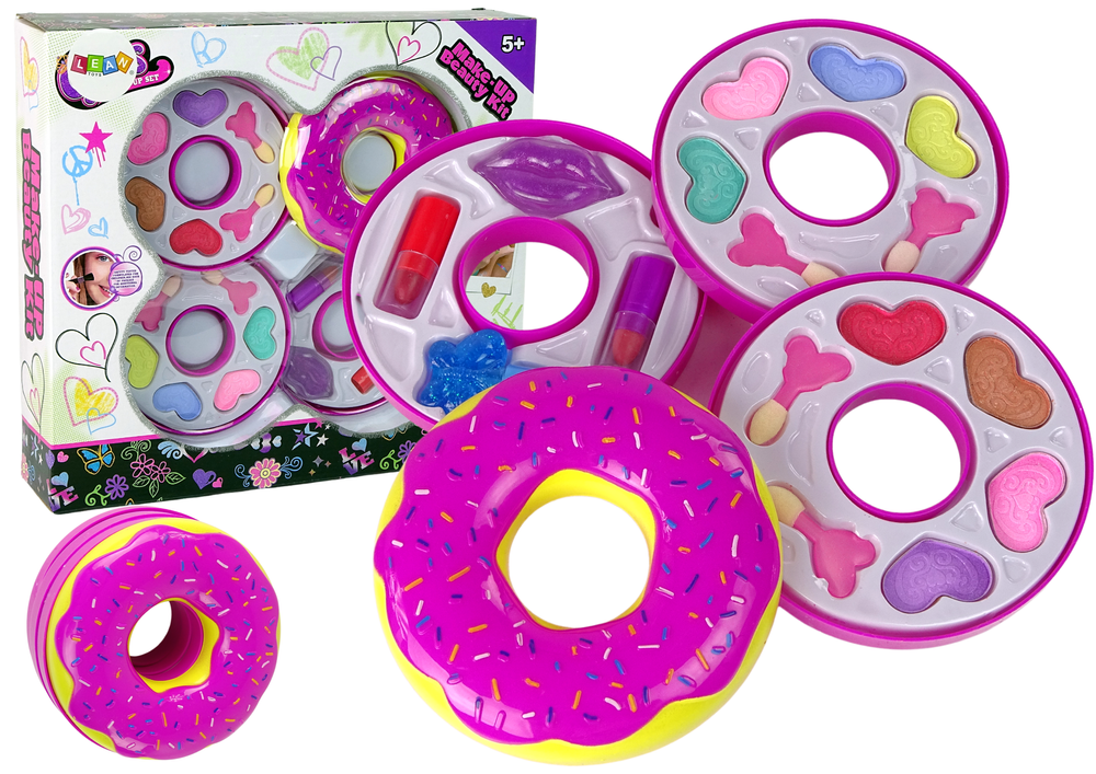 Dětská kosmetická paletka – oční stíny a rtěnky | růžový donut