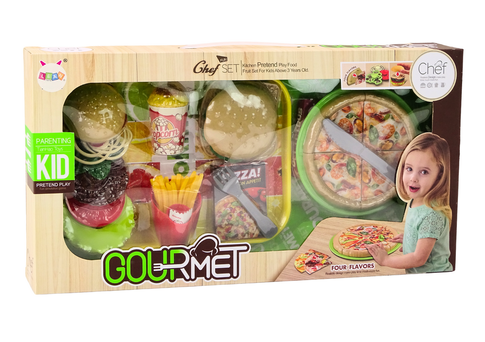 Dětská kuchyňka fast food pizza burgery hranolky 24 dílů