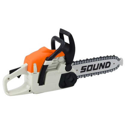 Dětská motorová pila s helmou – hračka se zvuky a doplňky