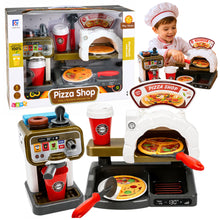 Dětská pizzerie s pecí na pizzu a kávovarem – herní set
