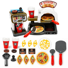 Dětská pizzerie s pecí na pizzu a kávovarem – herní set