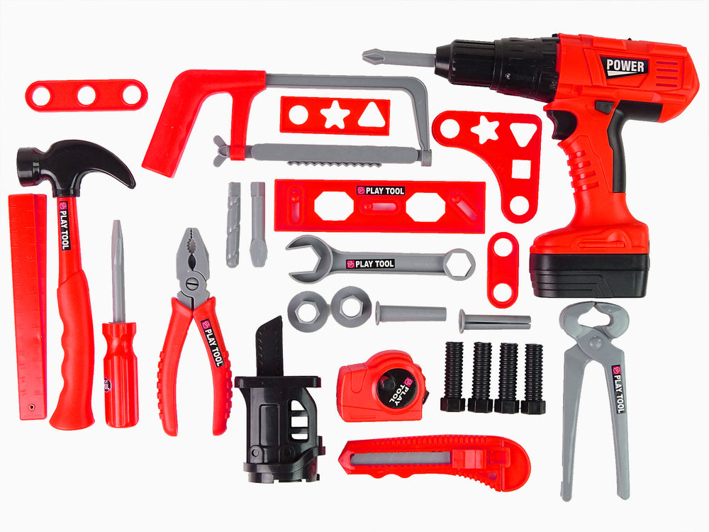 Dětská sada nářadí s vrtačkou – kladívko a pila na baterie