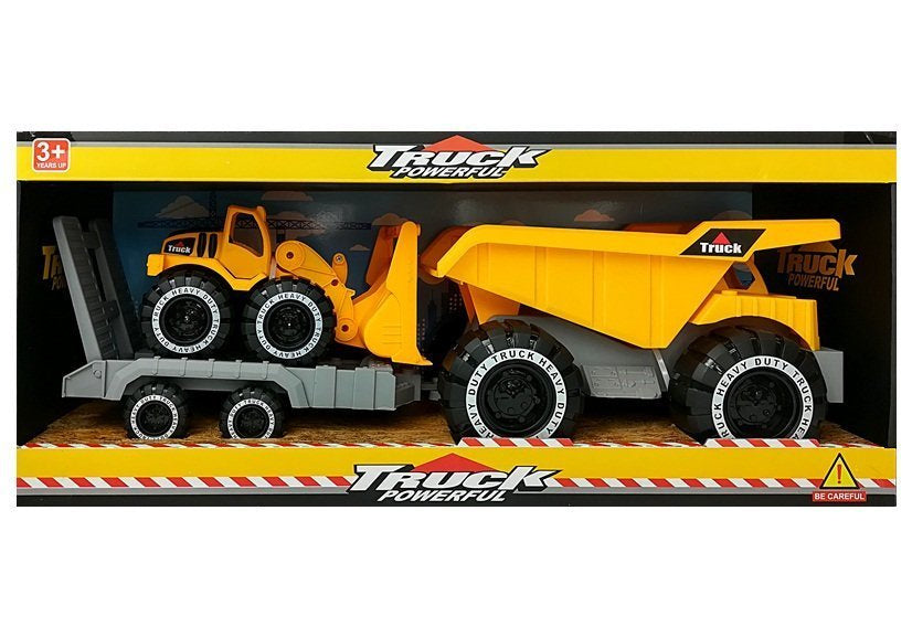 Dětská sklápěčka s přívěsem a buldozerem 49 cm stavební set