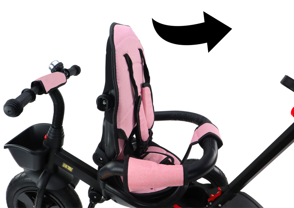 Dětská tříkolka s vodítkem – baldachýn PRO550 | růžová