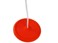 Dětská zahradní houpačka talíř s lanem průměr 28 cm červená