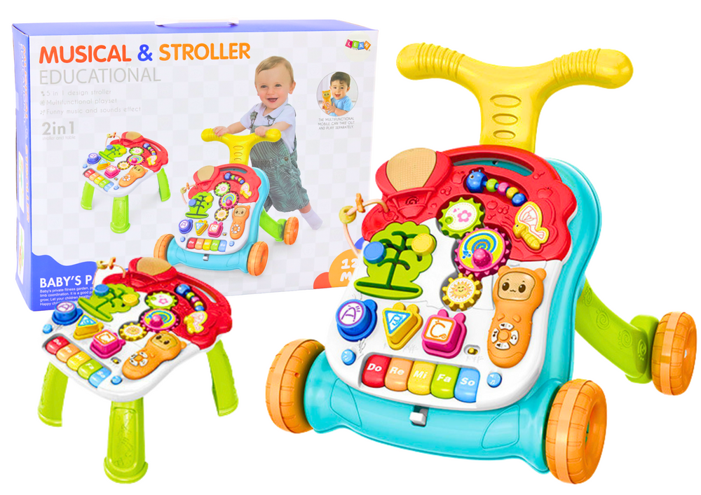 Dětské chodítko 2v1 edukační stolek se světlem a zvuky