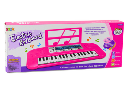 Dětské elektrické pianino 37 kláves 36 melodií se stojanem růžové
