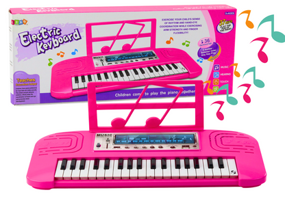 Dětské elektrické pianino 37 kláves 36 melodií se stojanem růžové