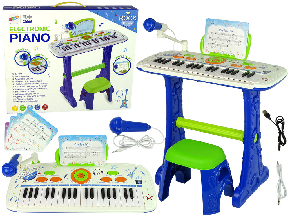 Dětské elektrické pianino keyboard s mikrofonem a USB modré
