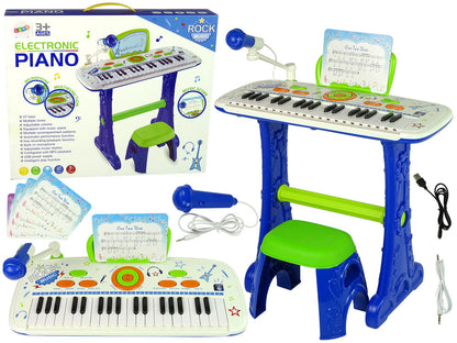 Dětské elektrické pianino keyboard s mikrofonem a USB modré