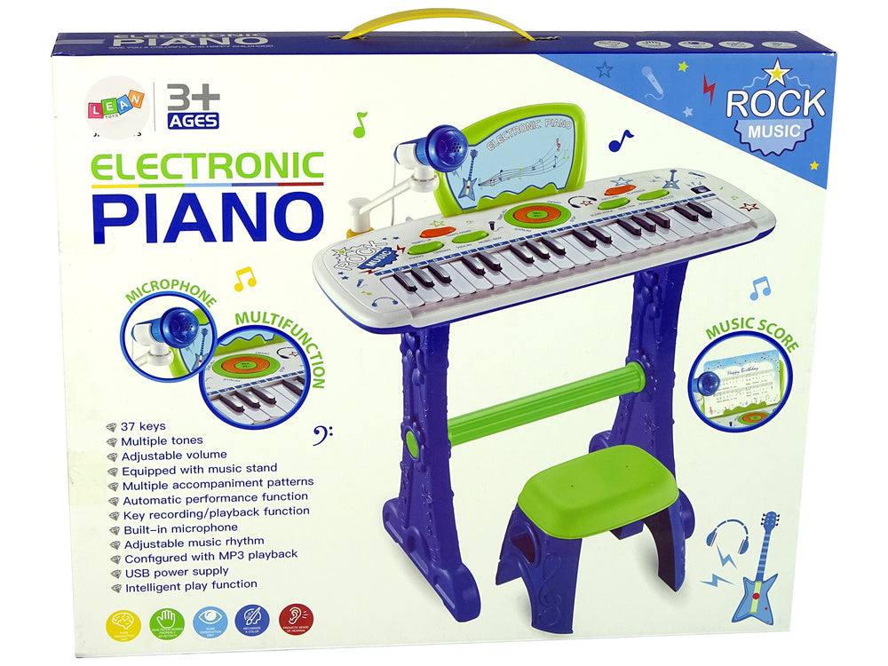 Dětské elektrické pianino keyboard s mikrofonem a USB modré
