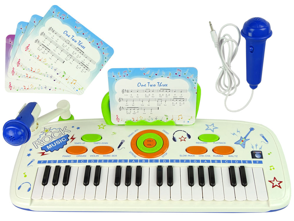 Dětské elektrické pianino keyboard s mikrofonem a USB modré