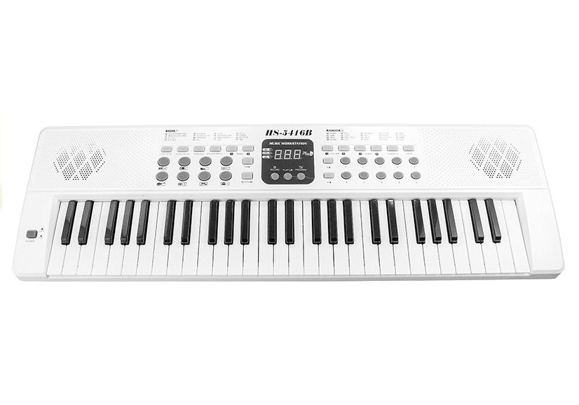 Dětské elektrické pianino s mikrofonem 54 kláves bílé