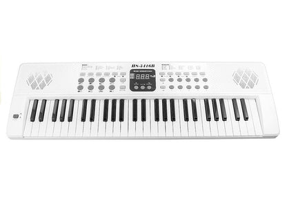Dětské elektrické pianino s mikrofonem 54 kláves bílé
