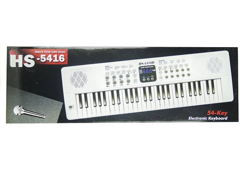 Dětské elektrické pianino s mikrofonem 54 kláves bílé