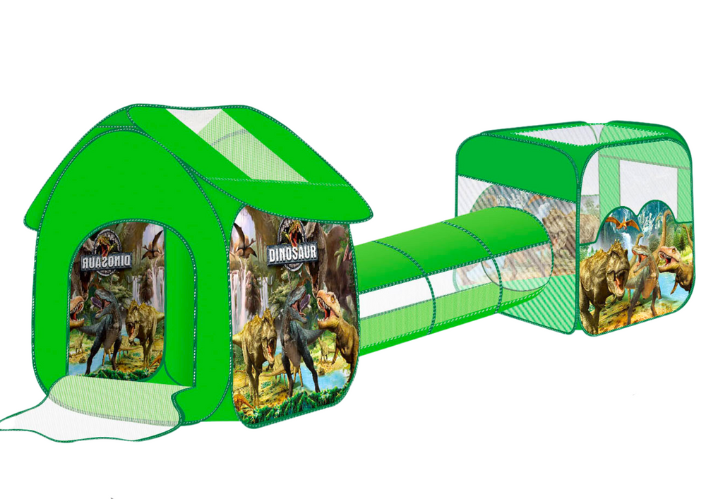Dětské hřiště 3v1 stan tunel basen s motivem dinosaurů