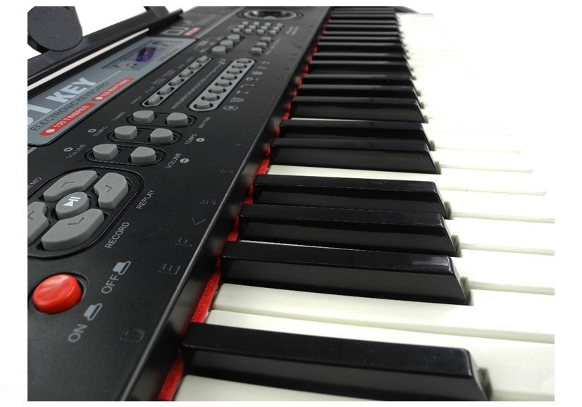 Dětské klávesy s mikrofonem 61 kláves USB LED displej černé