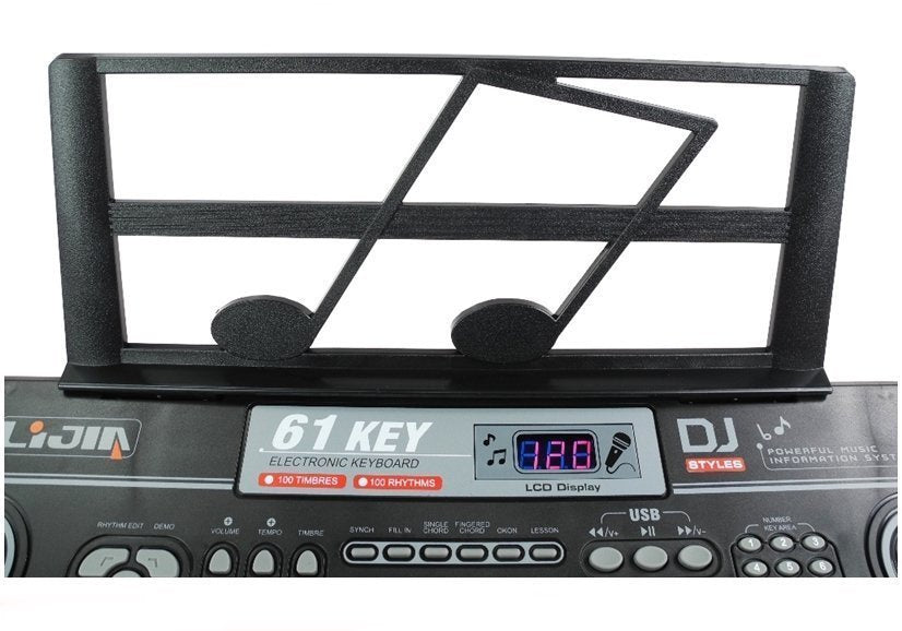 Dětské klávesy s mikrofonem 61 kláves USB LED displej černé