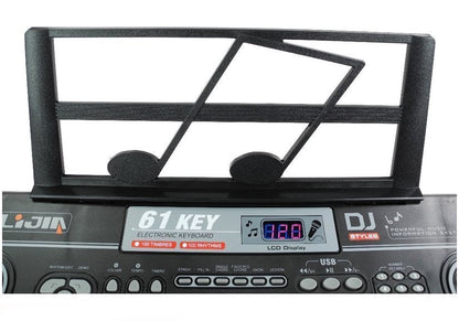 Dětské klávesy s mikrofonem 61 kláves USB LED displej černé