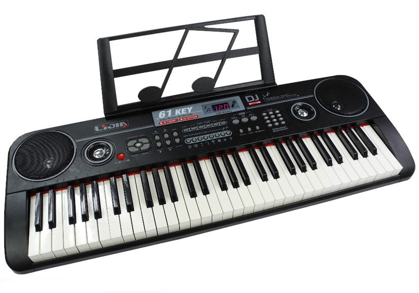Dětské klávesy s mikrofonem 61 kláves USB LED displej černé