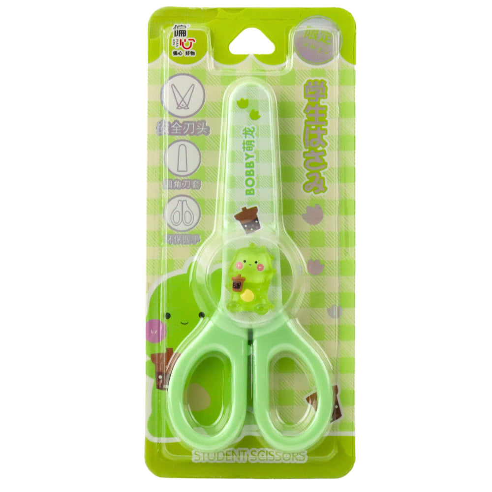Dětské nůžky s ochranným krytem 14cm ergonomické zelené