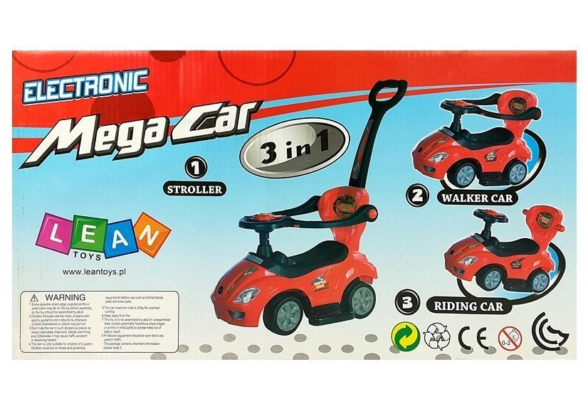 Dětské odrážedlo s tyčkou 3v1 Mega Car modré