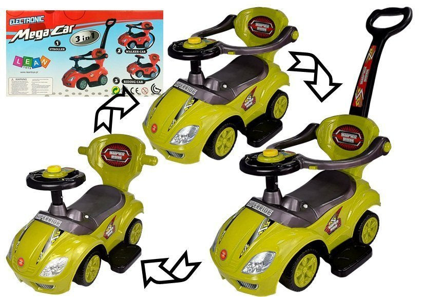 Dětské odrážedlo s tyčkou 3v1 Mega Car žluté