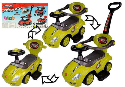 Dětské odrážedlo s tyčkou 3v1 Mega Car žluté