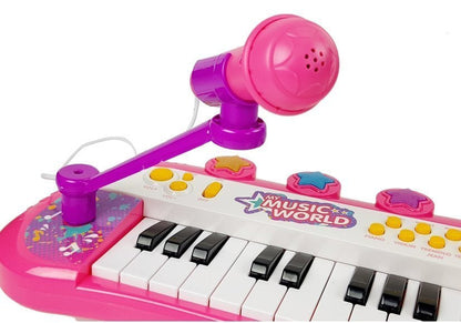 Dětské pianino 24 kláves s mikrofonem a USB vstupem růžové