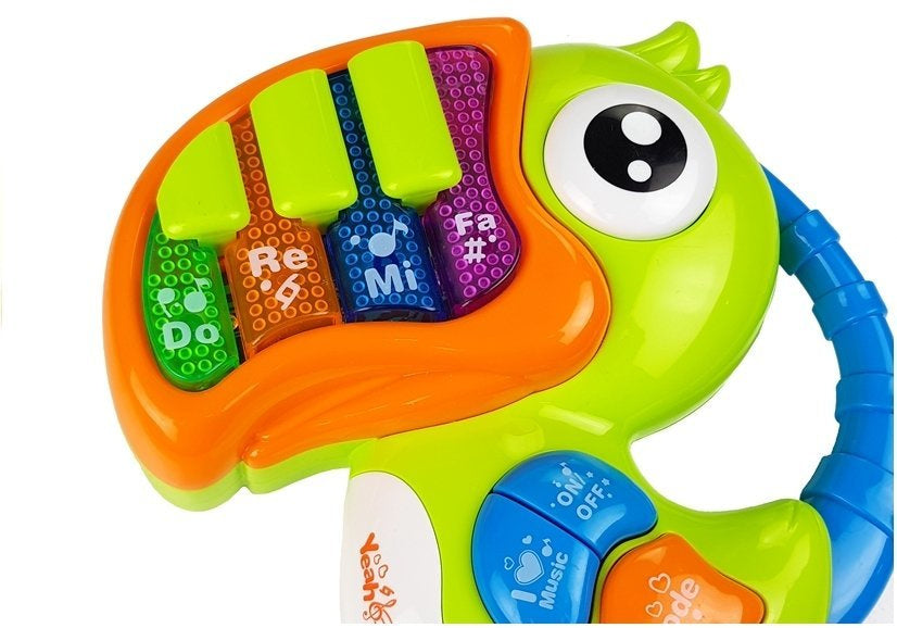 Dětské pianino papouška se světly a melodiemi zelené