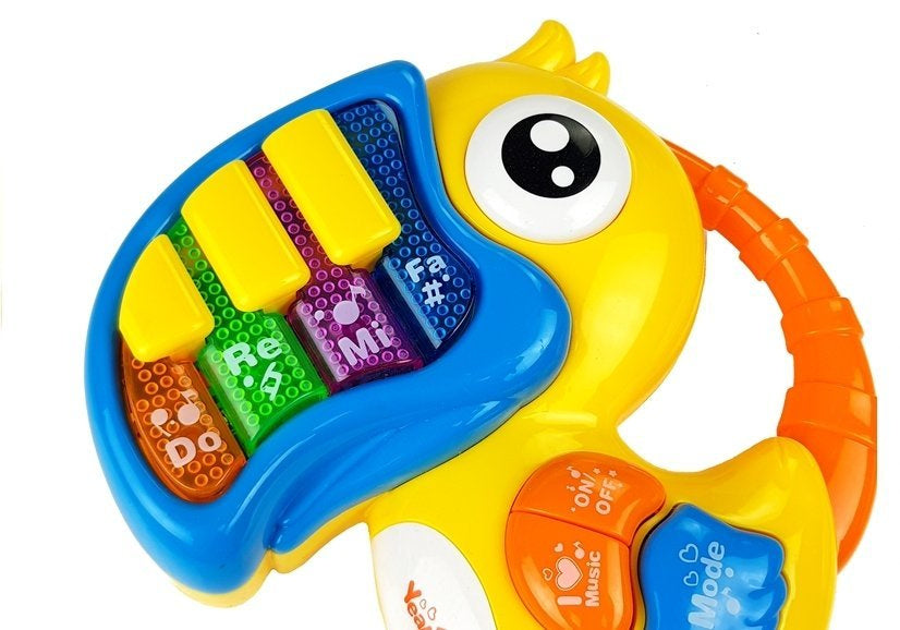 Dětské pianino papouška se světly a melodiemi žluté