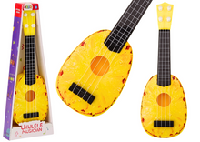 Dětské ukulele mini kytara 4 struny motiv ananasu žlutá