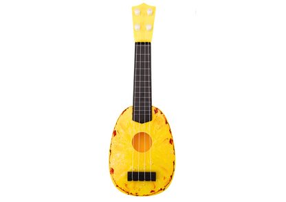 Dětské ukulele mini kytara 4 struny motiv ananasu žlutá