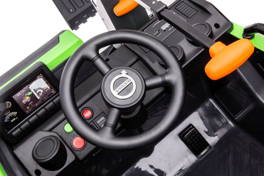 Dětský bagr na akumulátor s bazénkem a míčky Volvo – zelený