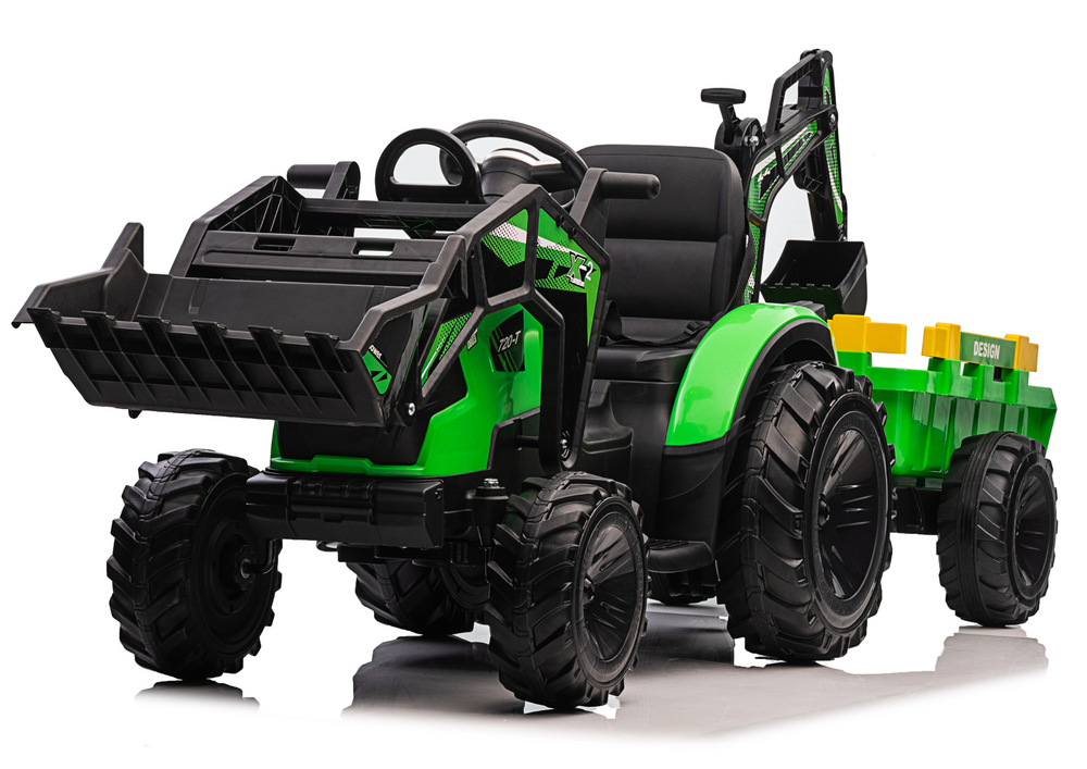 Dětský bagr s návěsem na akumulátor SX2068 zelený