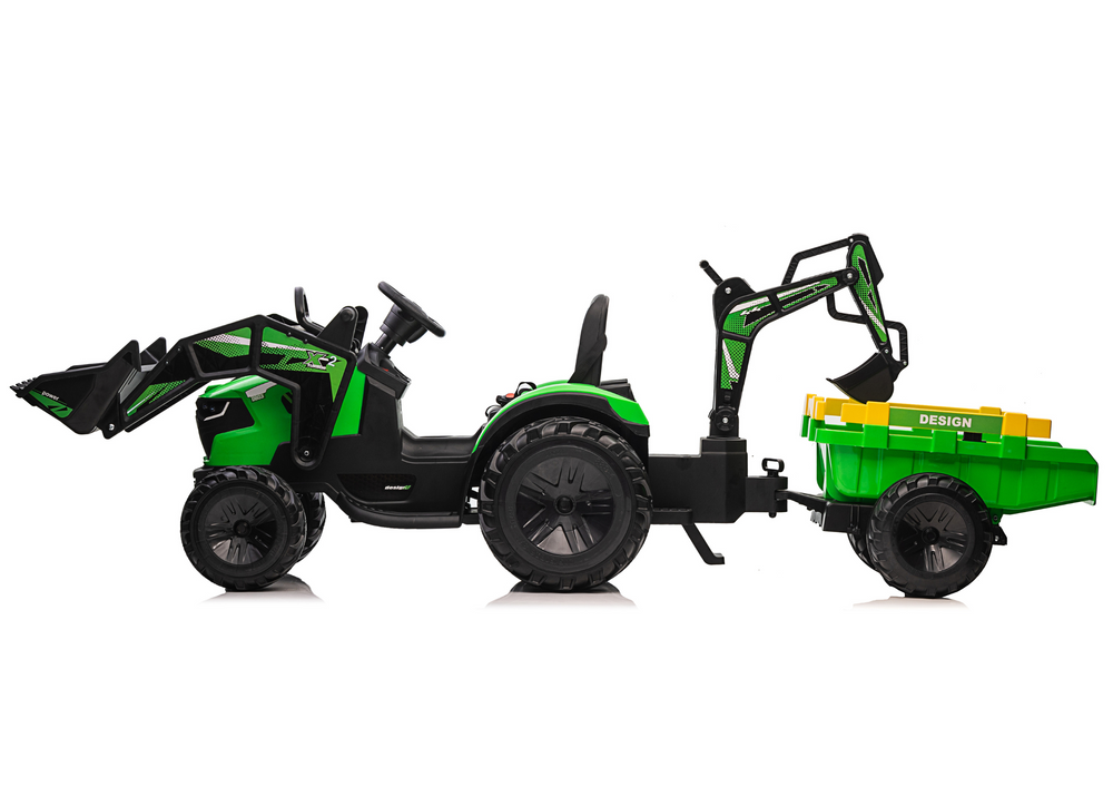 Dětský bagr s návěsem na akumulátor SX2068 zelený