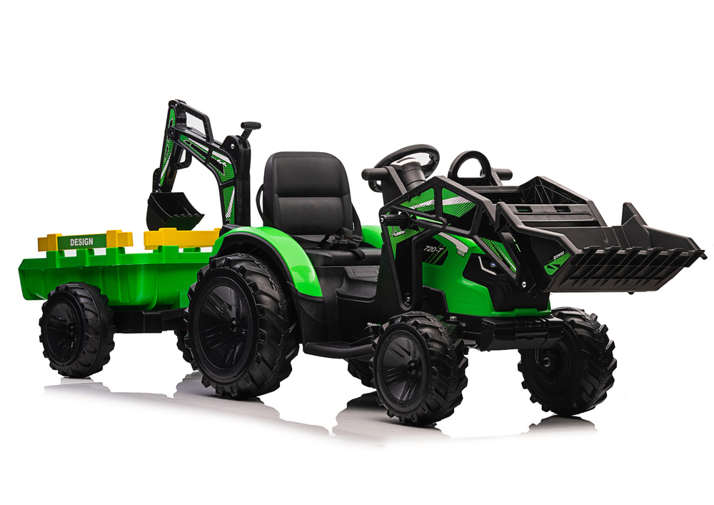 Dětský bagr s návěsem na akumulátor SX2068 zelený